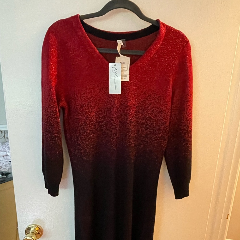 Red and black sweater dress